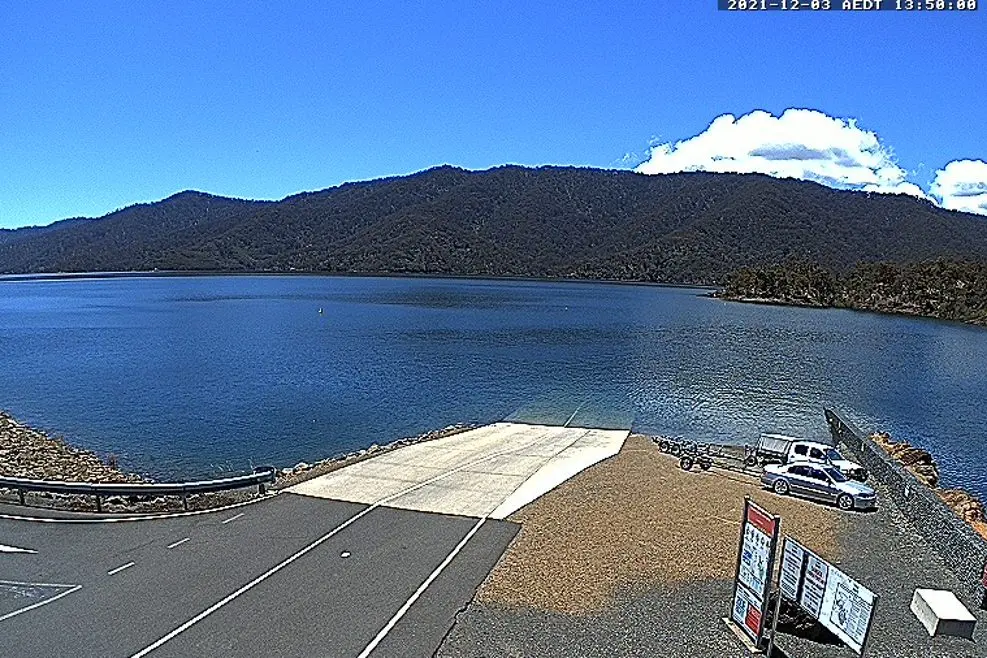 LATEST VISION: An online view of Lake Eildon from the new Dethridge Point ramp camera.