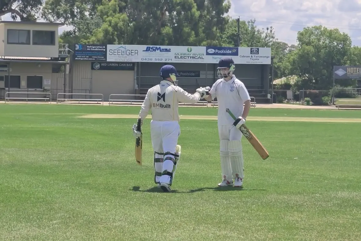 FATHER AND SON: Ross O\\u2019Meara comes to the crease to replace his son Felix.