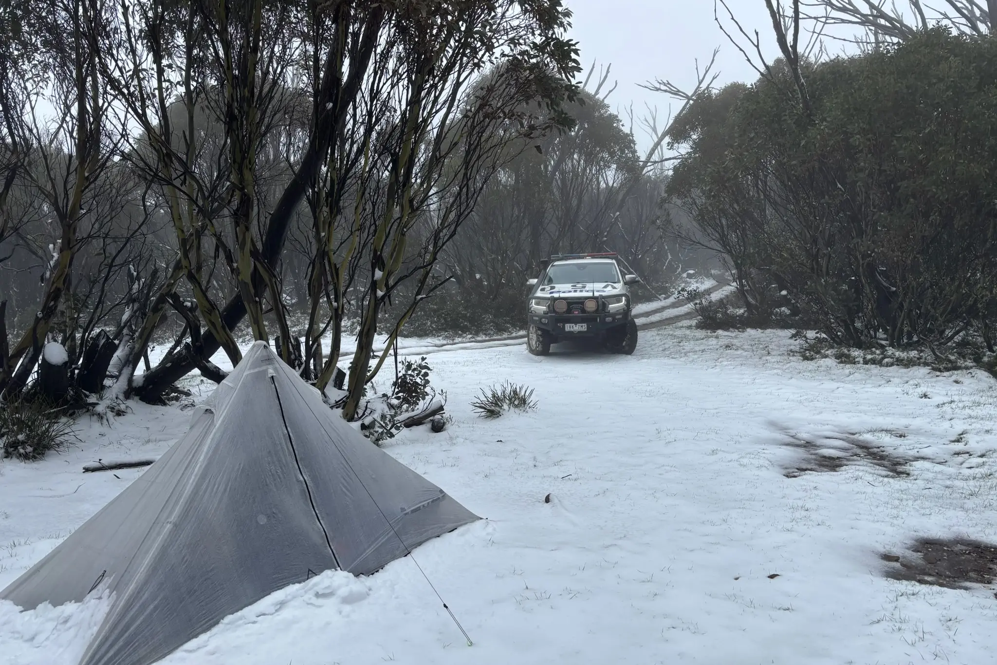 <p>SAFE: Mansfield Police rescued the male hiker from his tent </p>\\n