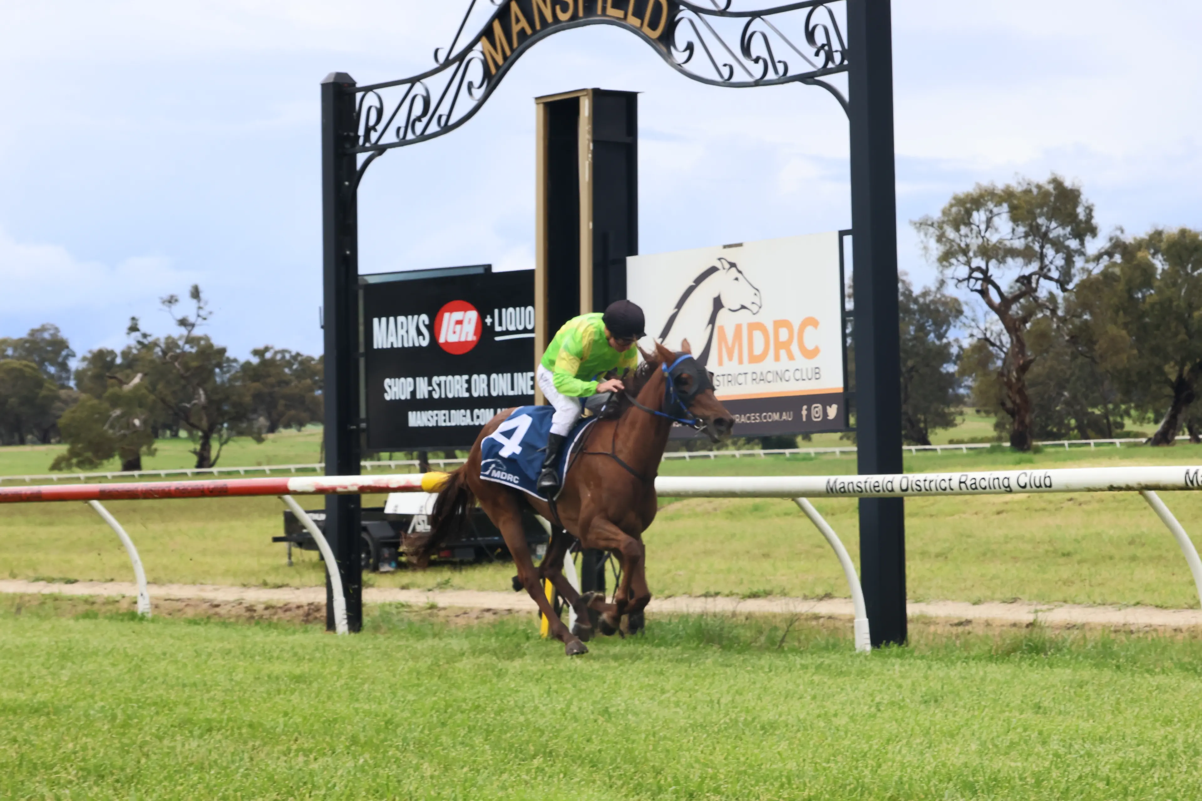 <p>FINISH POST: Out front on Not Fake Raymond Douglas with another win</p>\\n