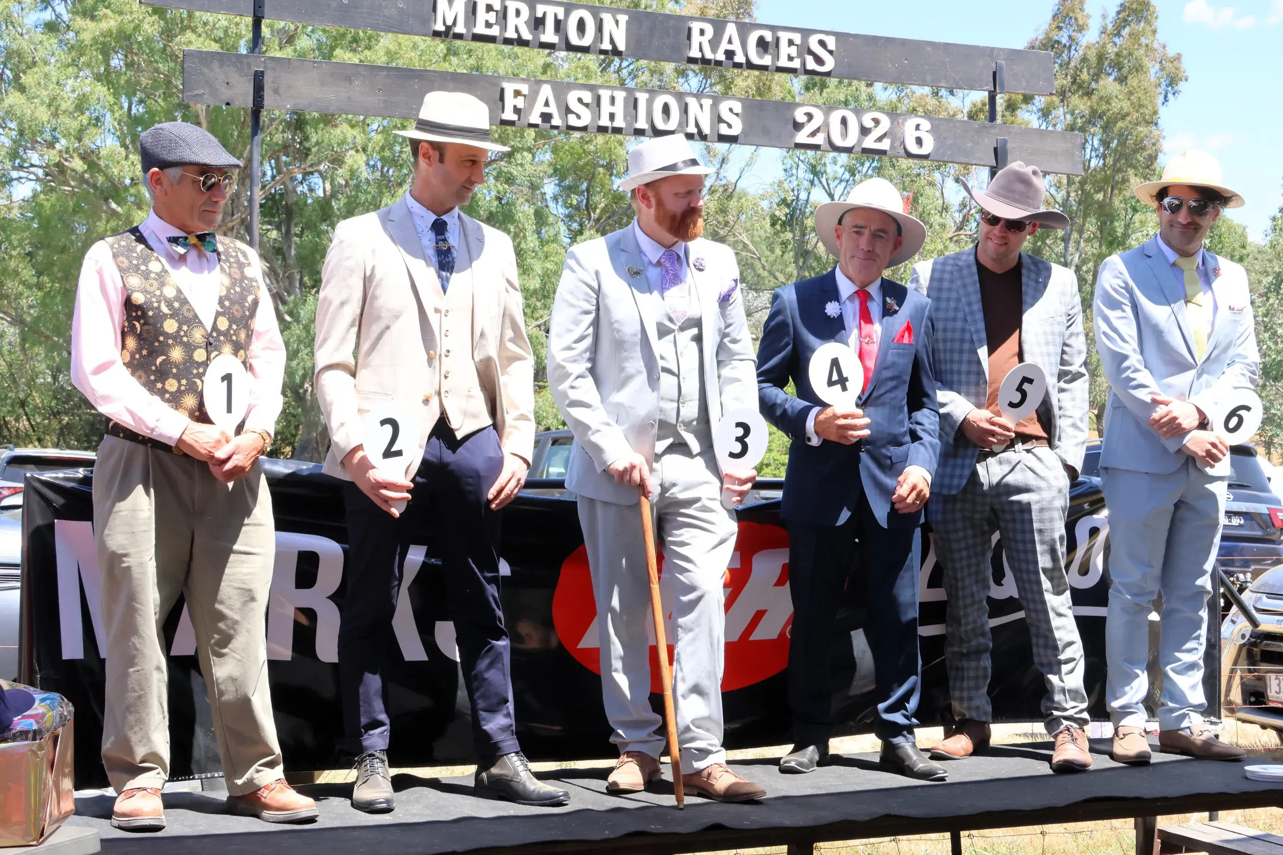 <p>RACE GENTS: Entrants in the 18 plus male fashions on the field</p>\\n