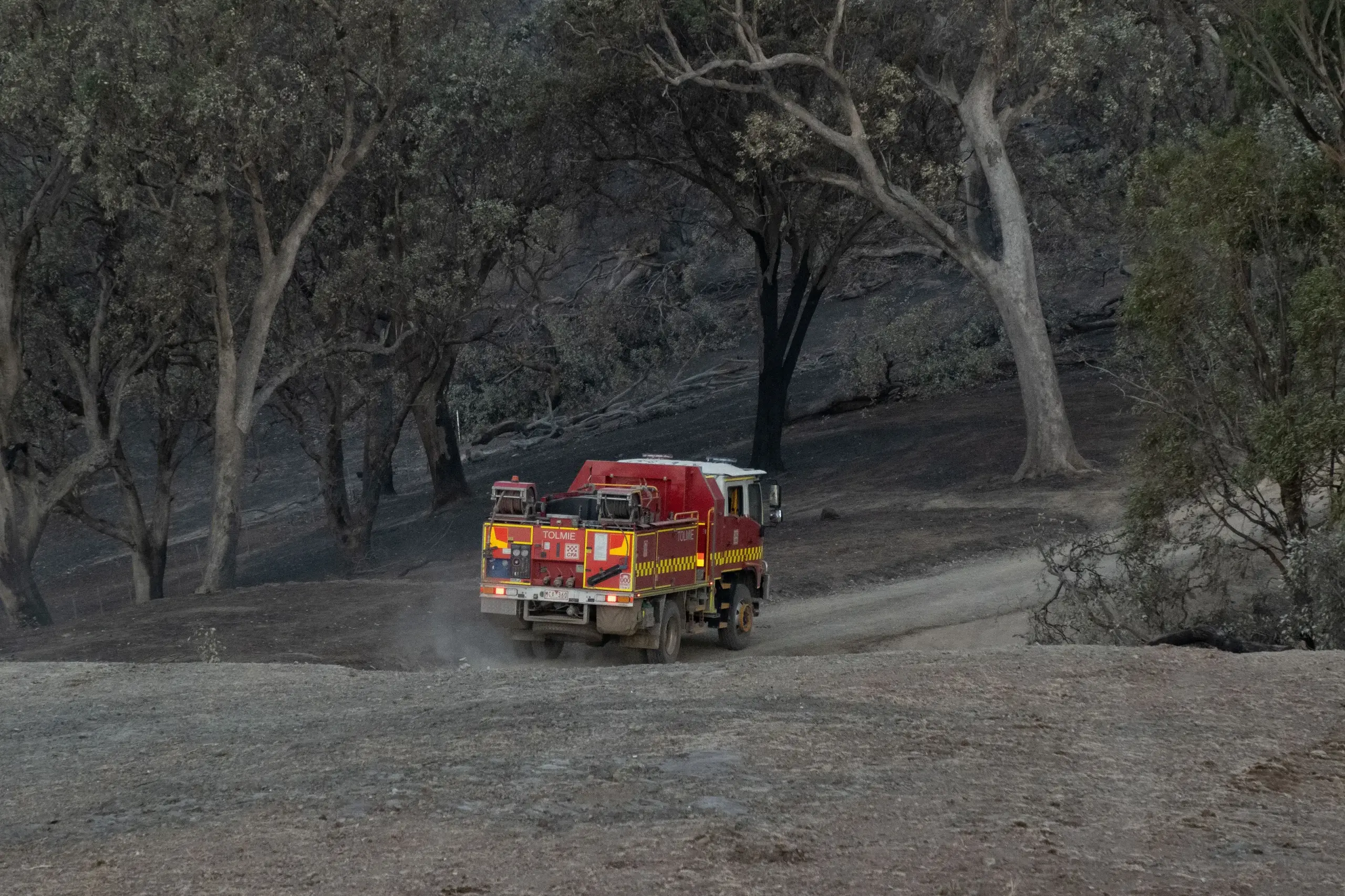 <p>A Tolmie tanker patrols part of the burnt country after the Longwood fire. PHOTO: Sue Hare</p>\\n