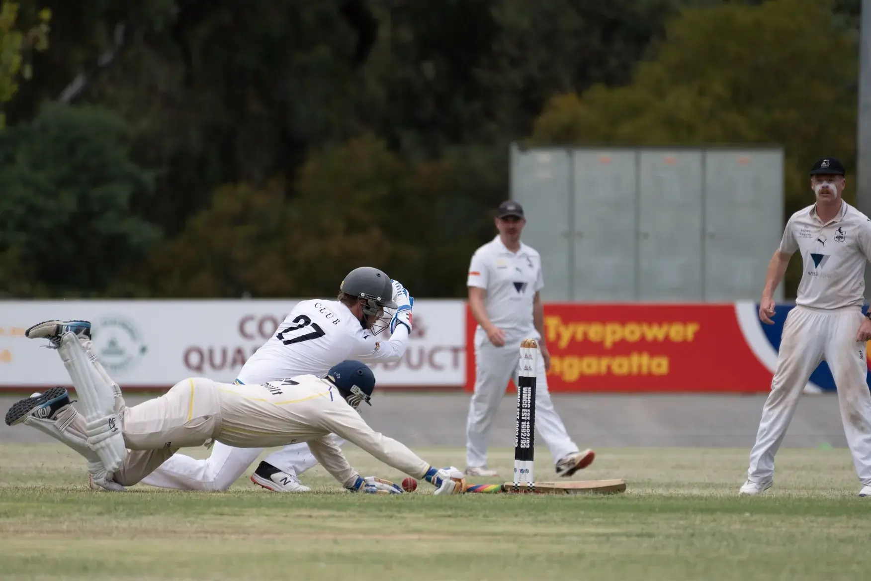 <p>Ben Martin takes a slide into the crease</p>\\n