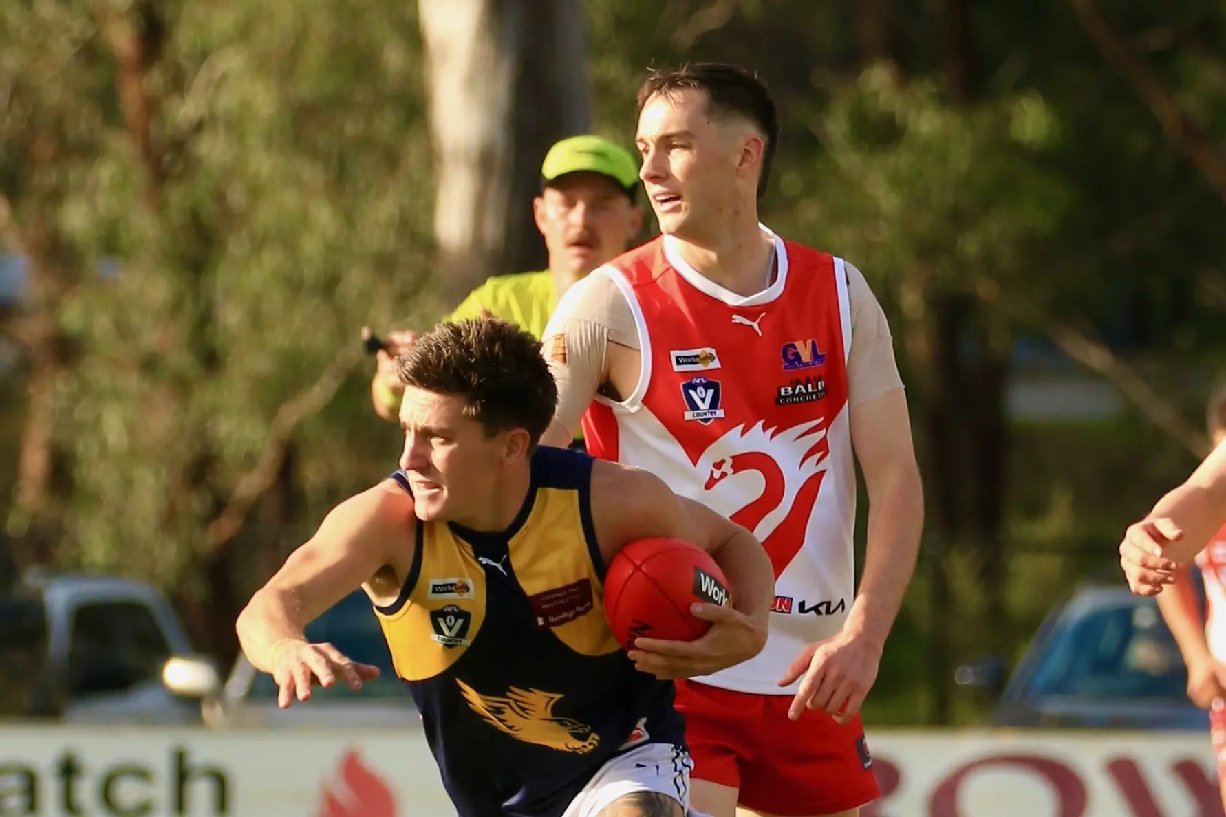 <p>GOTCH YA: Will Foster races to get away with the ball. PHOTOS: Paul Martin</p>\\n