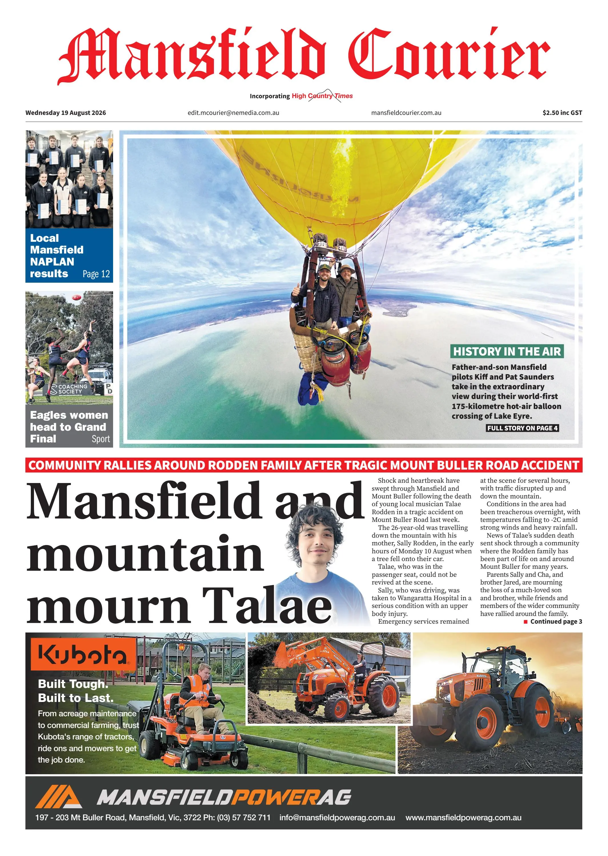 Mansfield Courier, Wednesday, August 19, 2026