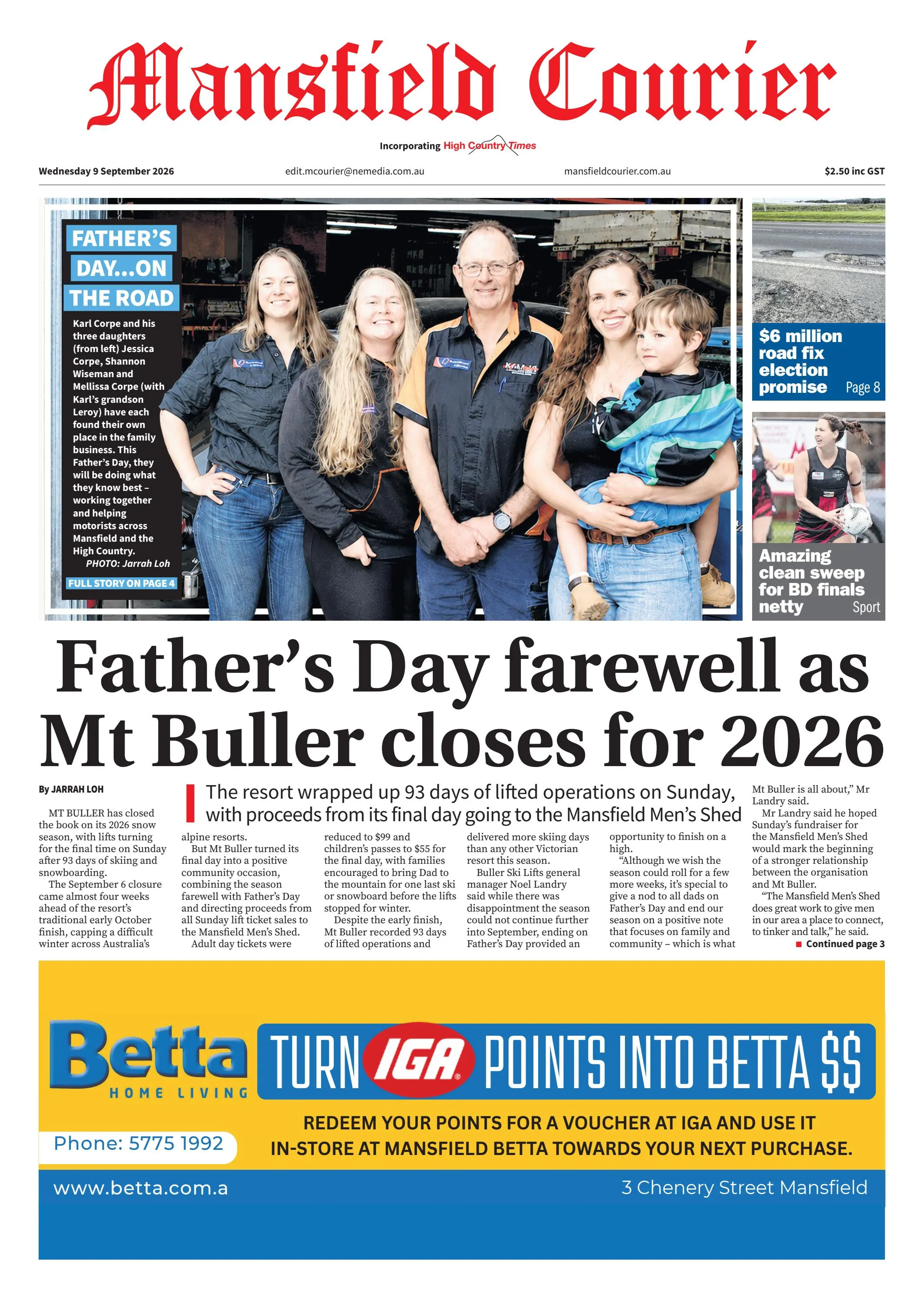 Mansfield Courier, Wednesday, 9 September, 2026