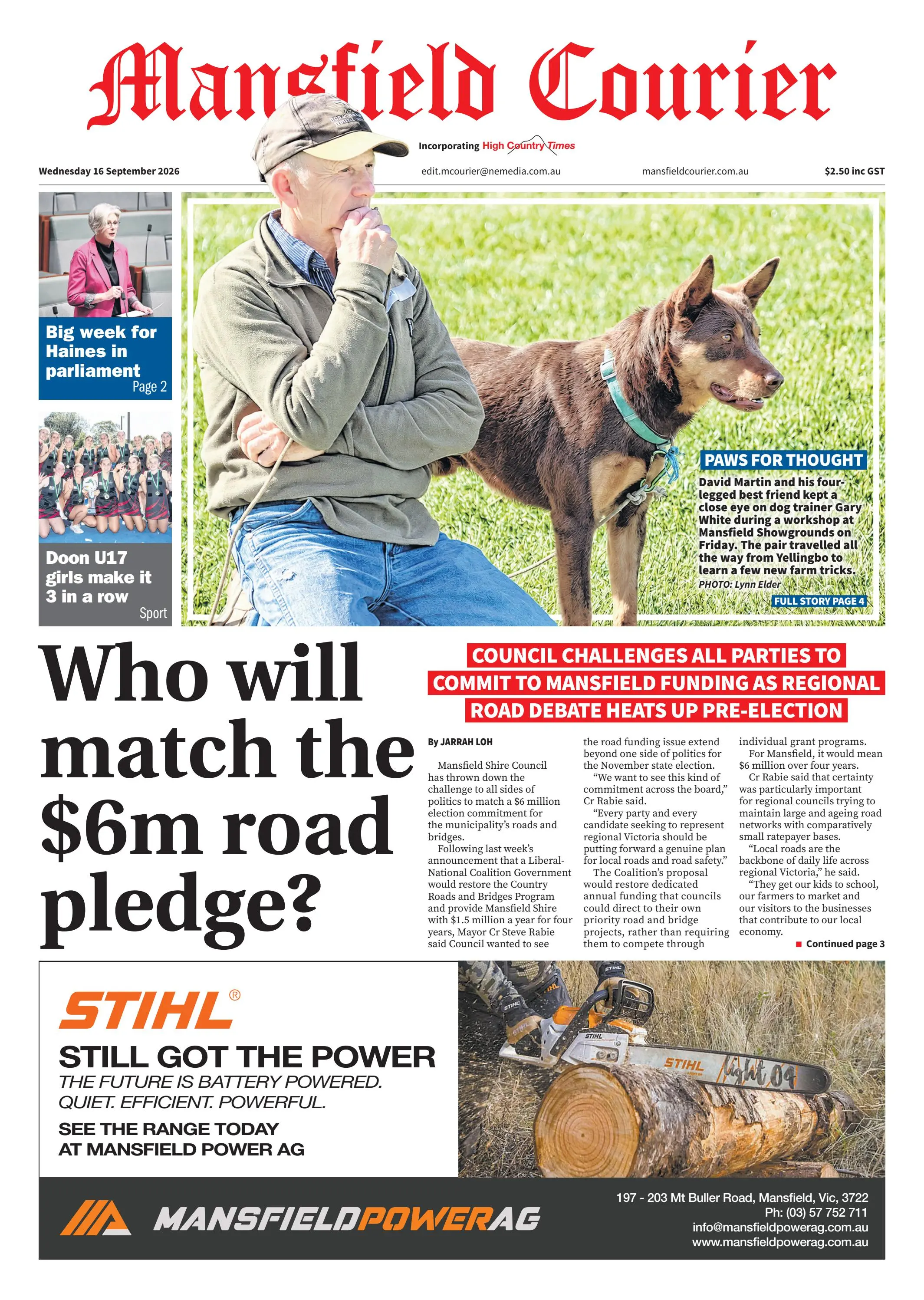 Mansfield Courier, Wednesday, 16 September, 2026