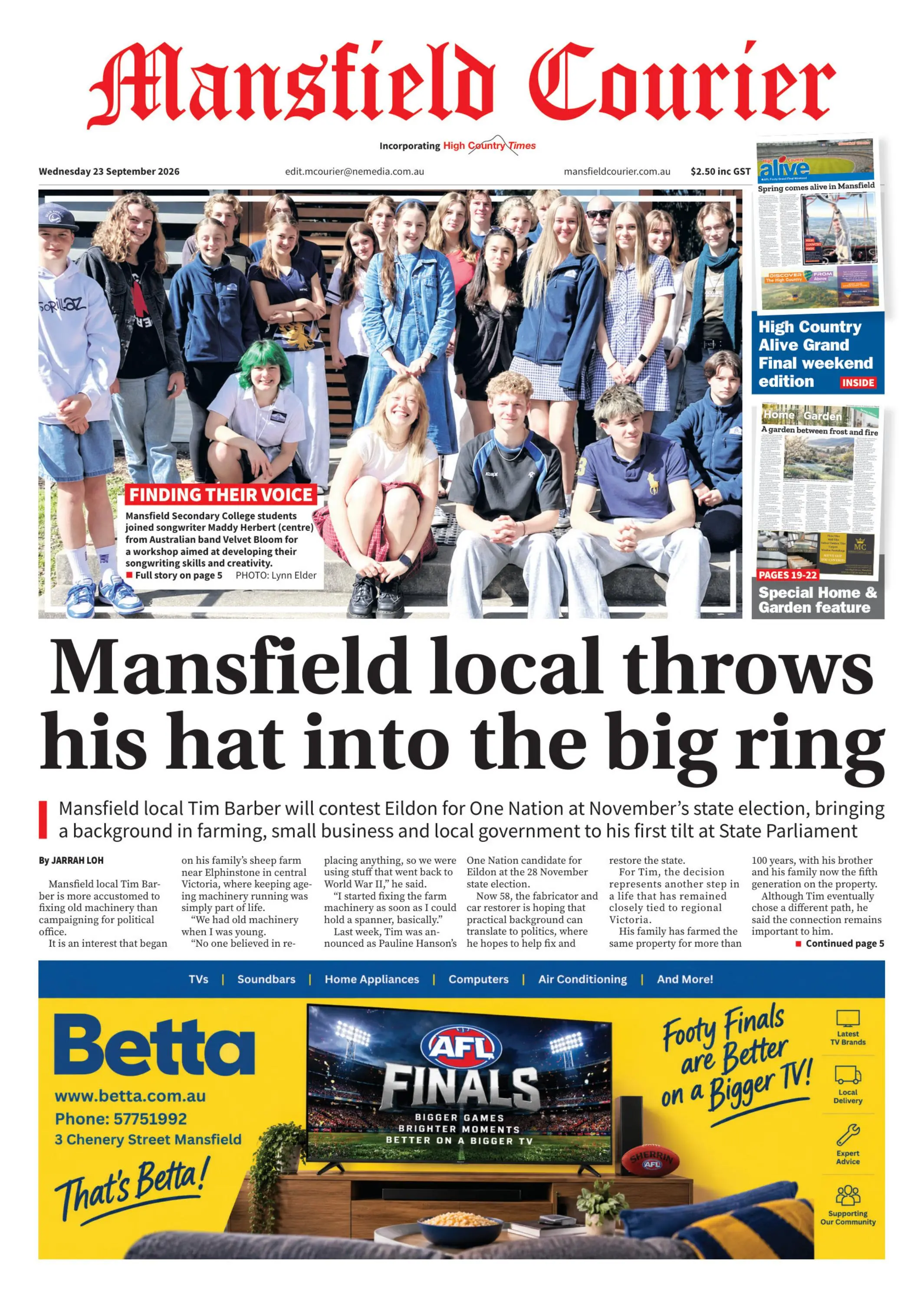 Mansfield Courier, Wednesday, 23 September, 2026